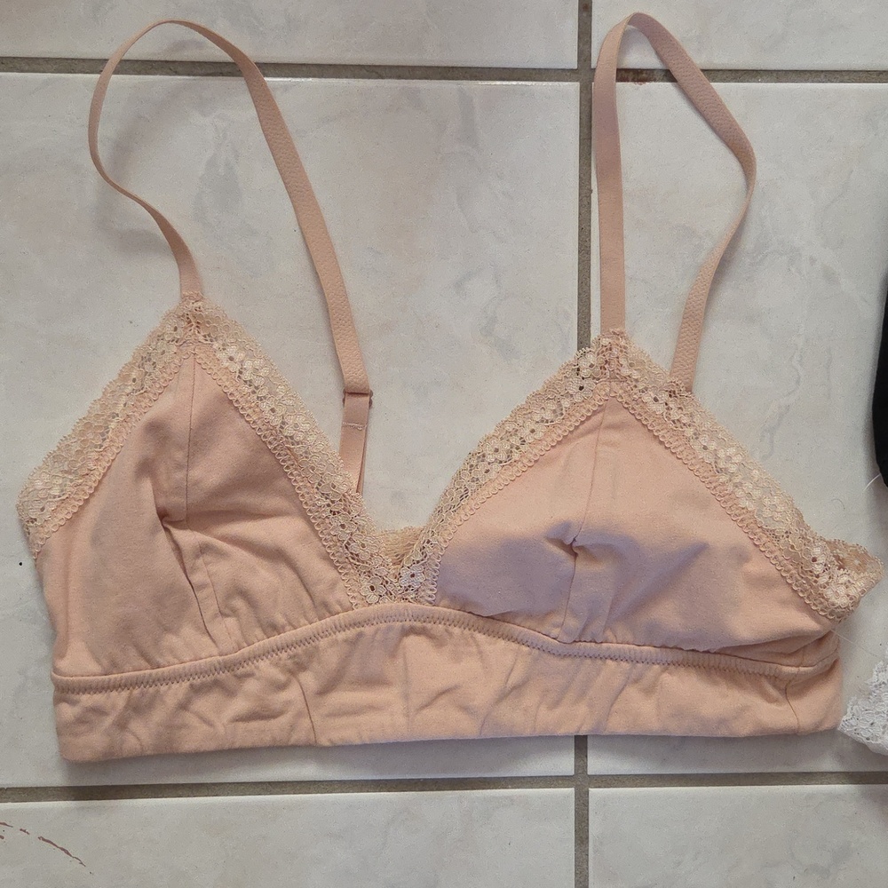 Jenni Lace set of 3 Trim Bralettes in Tan, Black, White